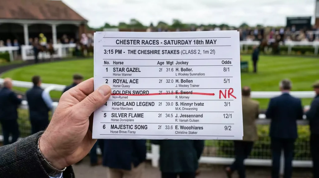 Racecard with a horse