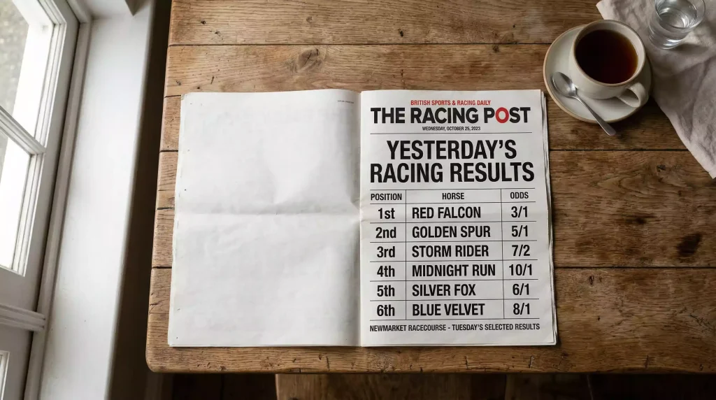 Racing newspaper open to yesterday